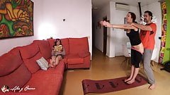 Sneakily Fucking My Yoga Trainer In Front Of My Sister